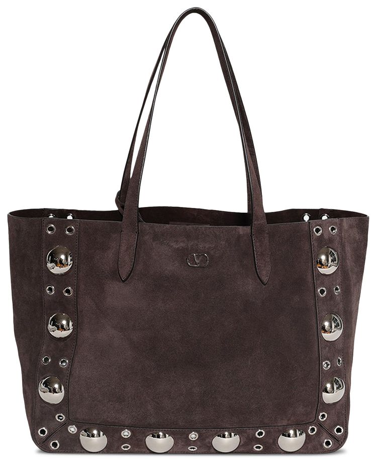 Valentino Media Studded Leather Tote Bag Black