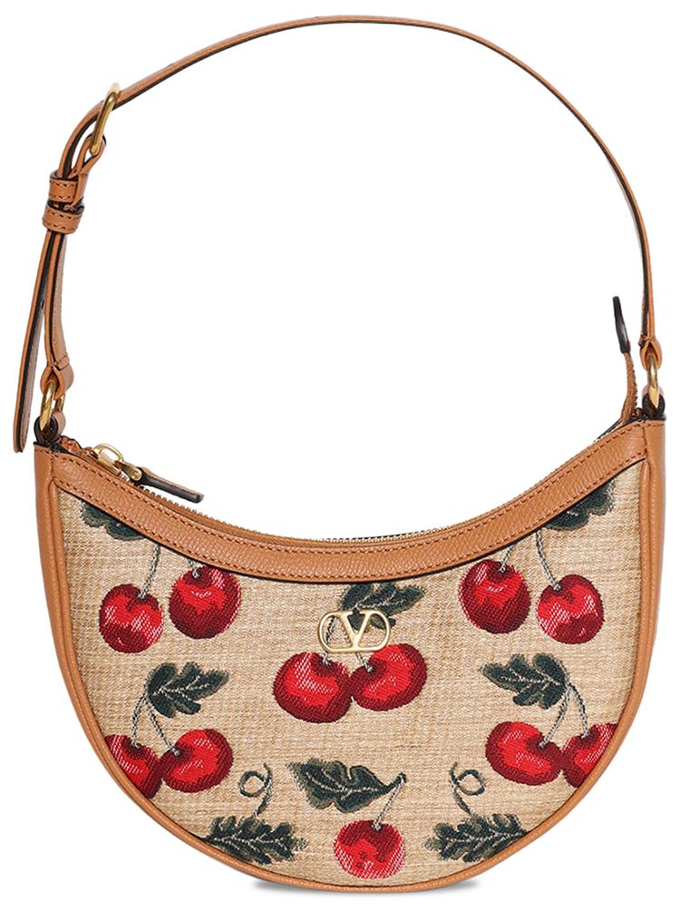 Valentino Logo Signature Mini Hobo Bag Natural