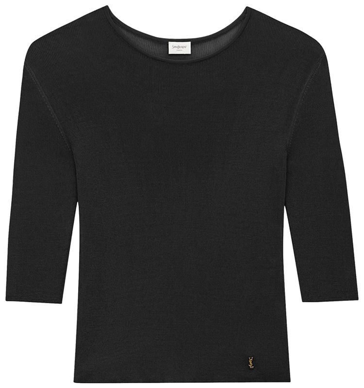 Saint Laurent Cassandre Knit Top Black