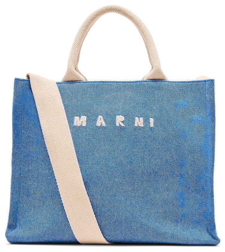 Marni Light Washed Denim Basket Ocean