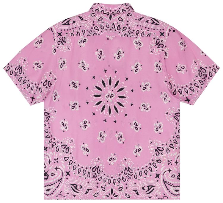 Supreme Bandana Silk Short Sleeve Shirt Pink