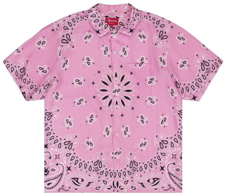Supreme Bandana Silk Short Sleeve Shirt Pink