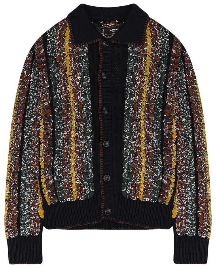 Amiri Braided Bandana Button Up Shirt Black