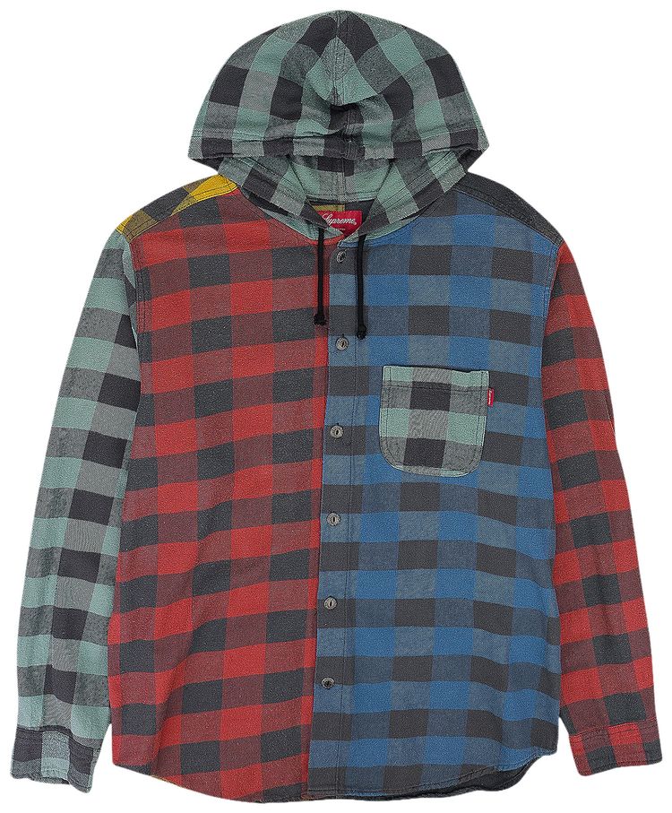 Supreme Hooded Buffalo Plaid Flannel Shirt Multicolor
