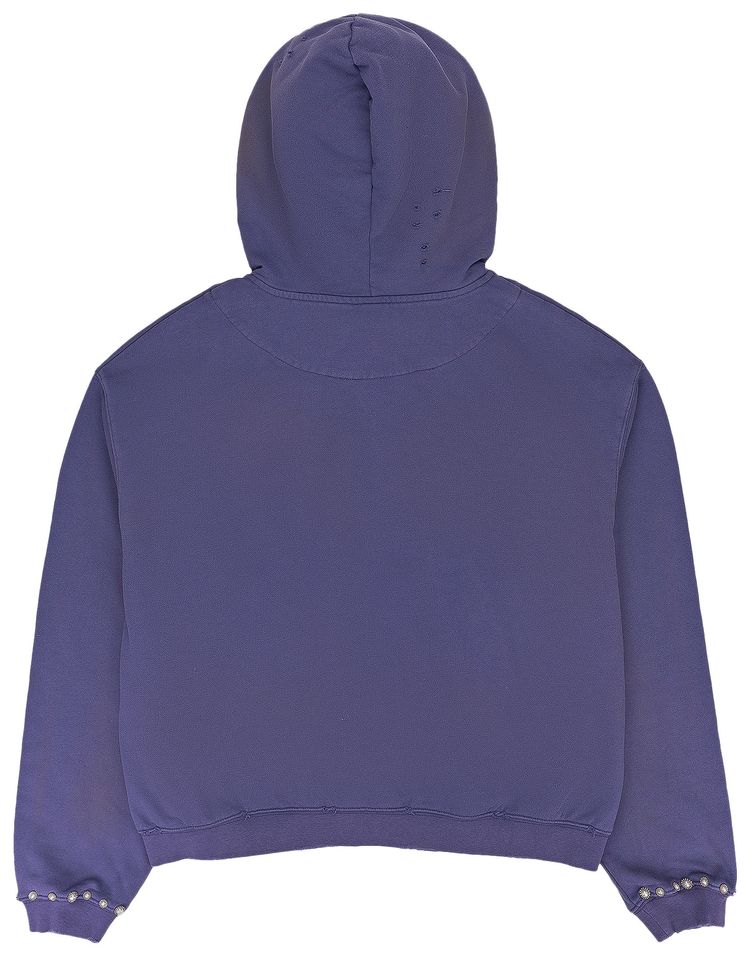 Birth Of Royal Child Pearl Studded Boxy Zip Hoodie Purple