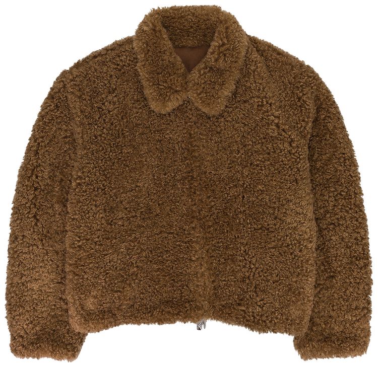 Birth Of Royal Child Carved Leather Fur Jacket Brown