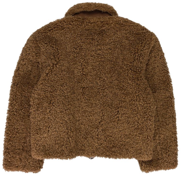 Birth Of Royal Child Carved Leather Fur Jacket Brown