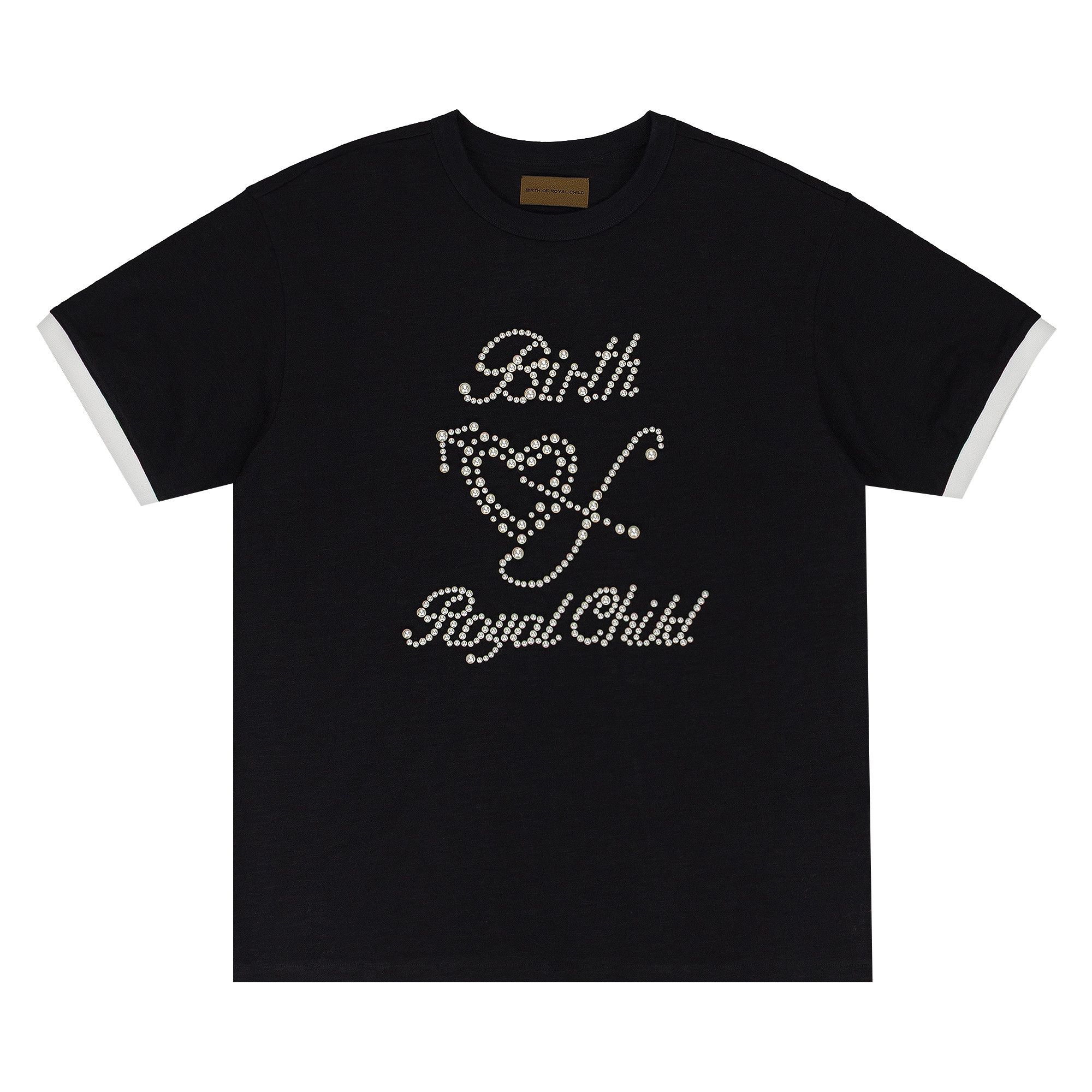 Buy Birth Of Royal Child Pearl Patchwork Short-Sleeve 'Black