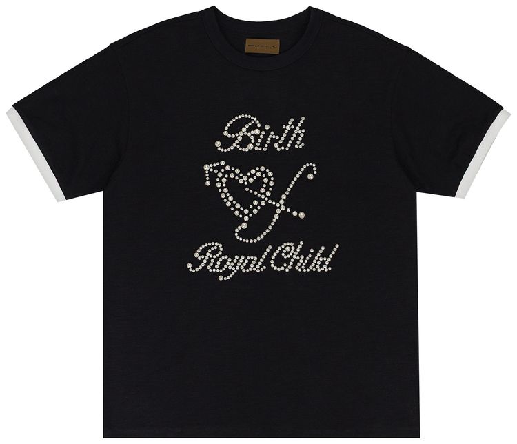 Birth Of Royal Child Pearl Patchwork Short Sleeve Black