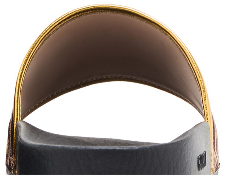 Gucci Pursuit 72 Knit Slide Brown Gold