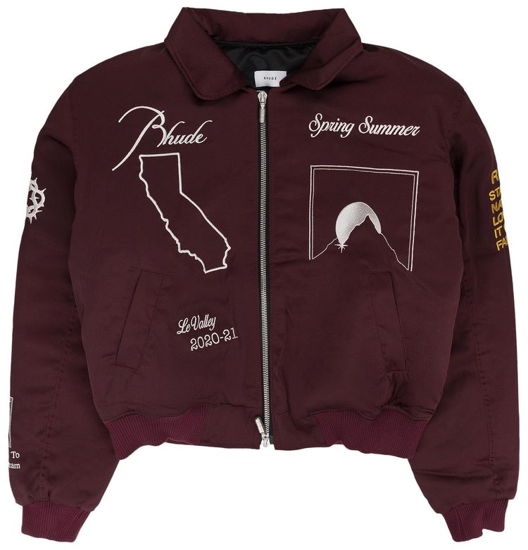 Rhude Signal Bomber Jacket Maroon