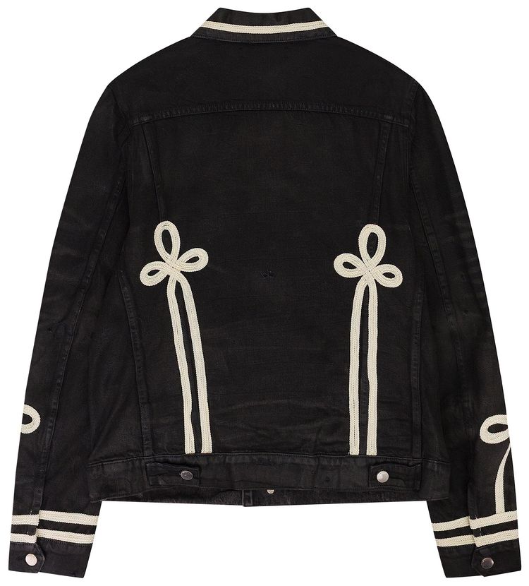 Amiri Rough Roping Embroidered Trucker Jacket Black