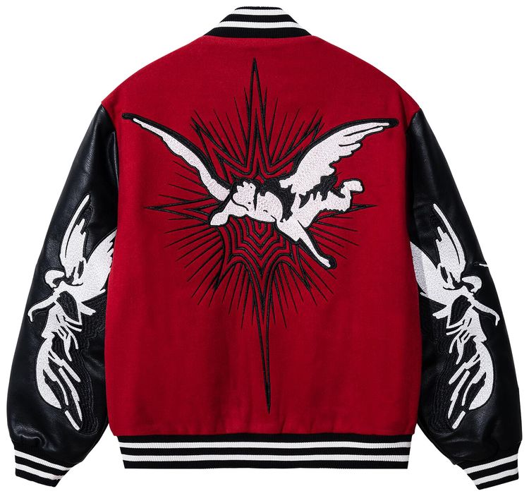 Revenge x Kosuke Kawamura Embroidered Varsity Jacket Red