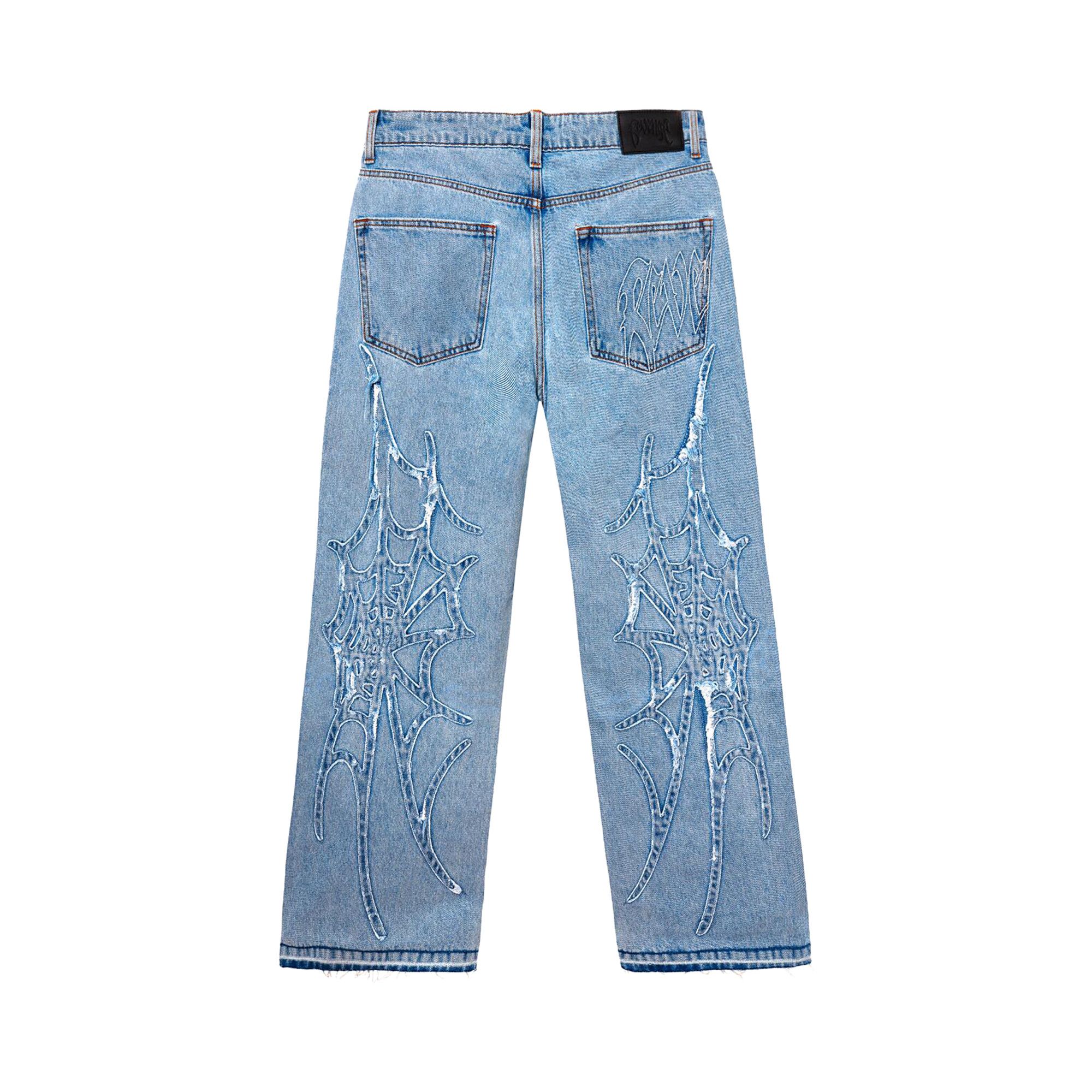★E.B.M★ Self-powering denim pants EMP1DPT020 YADMISU Men's Streetwear Baggy Jeans Hip-hop Pentagram