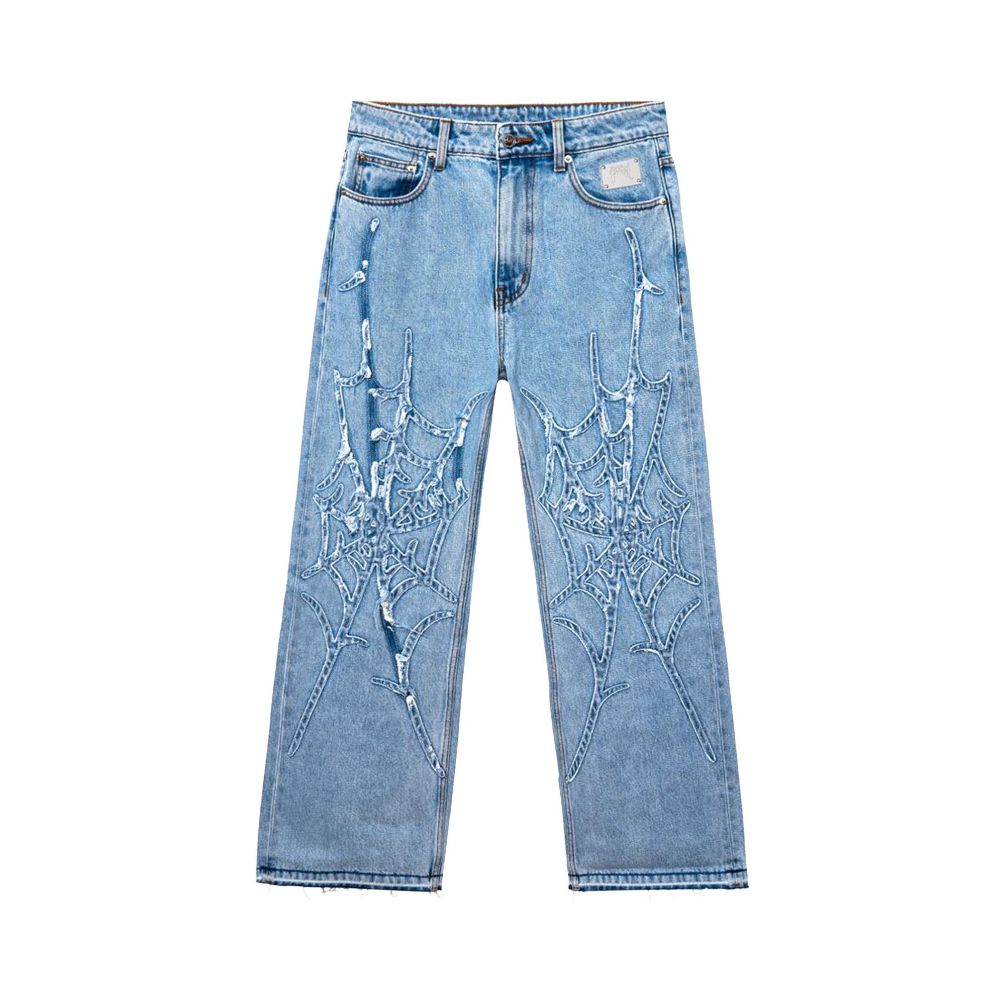 Buy Revenge Spider Web Denim Pant 'Bleached Indigo' - 12017