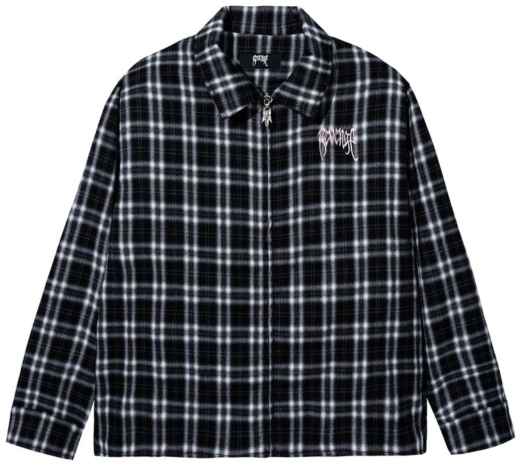 Revenge Embroidered Spider Flannel BlackWhitePink