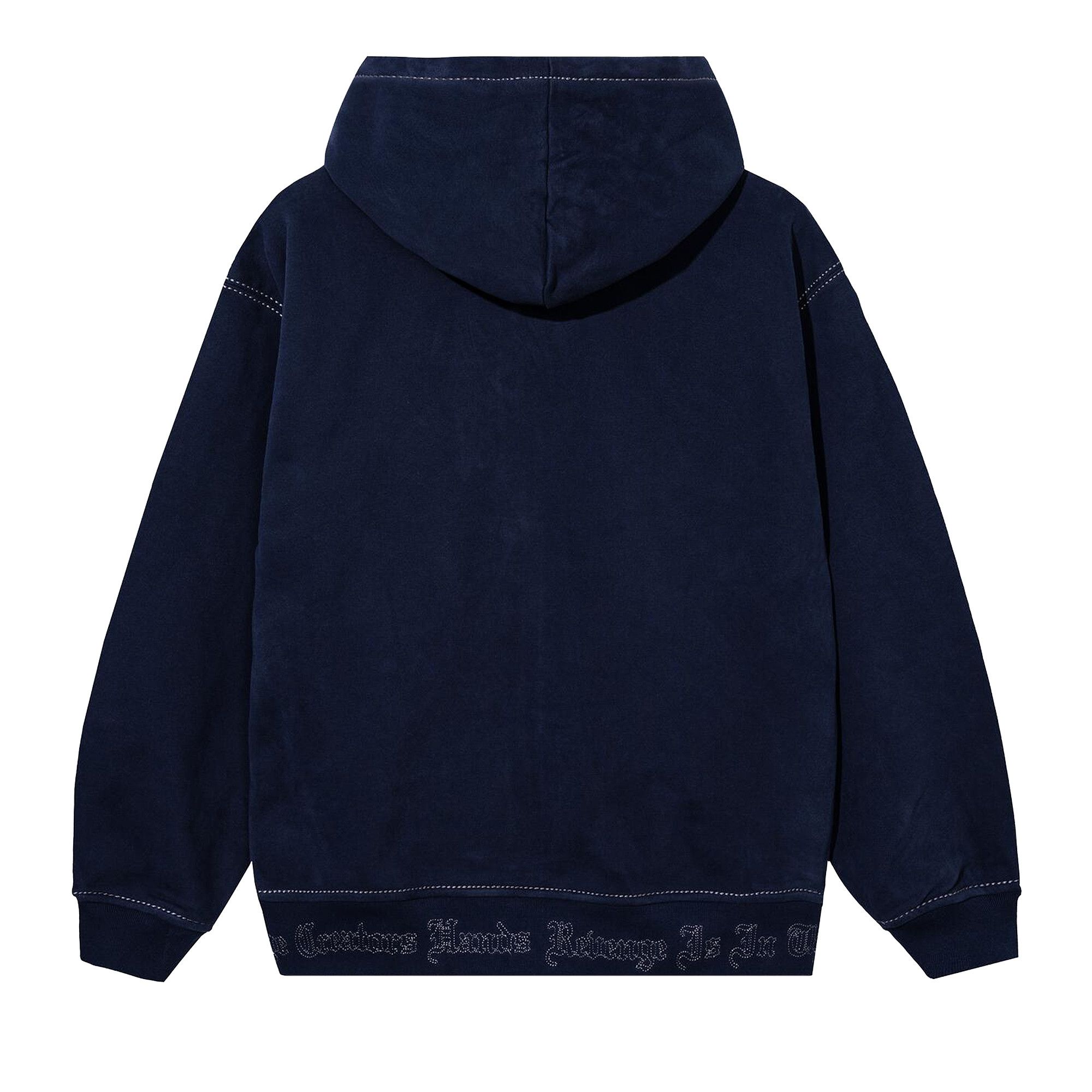 Buy Revenge Contrast Stitch Embroidered Zip Hoodie 'Navy/Silver
