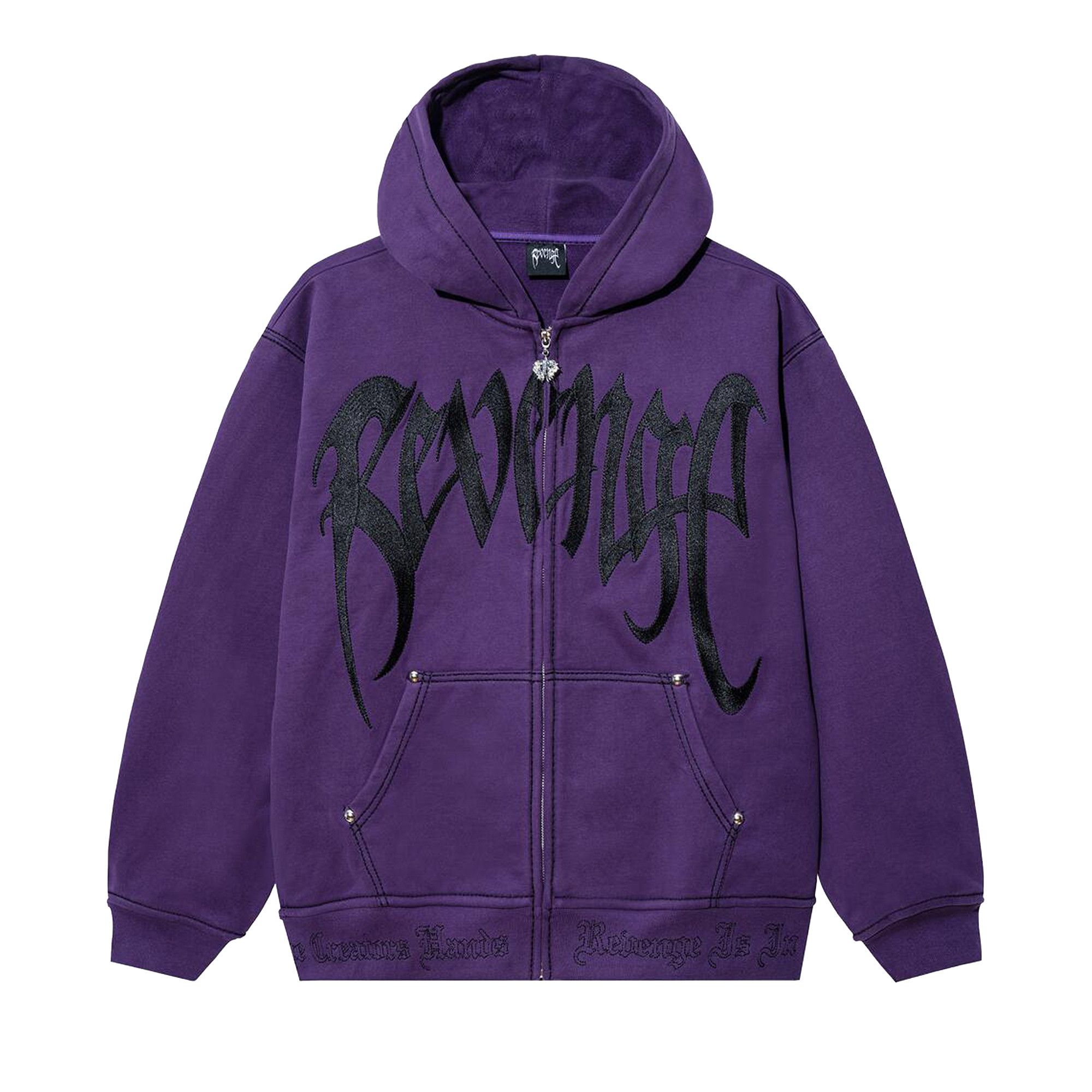 Buy Revenge Contrast Embroidered Zip Hoodie 'Purple/Black