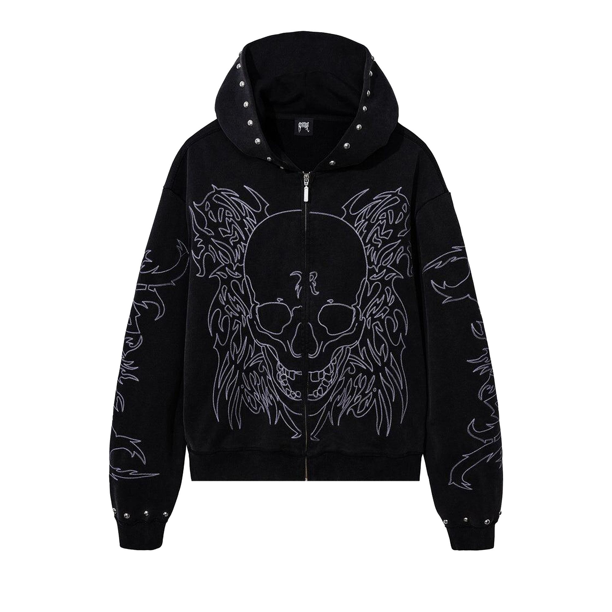 Buy Revenge Tribal Skull Studded Zip 'Vintage Black' - 12017