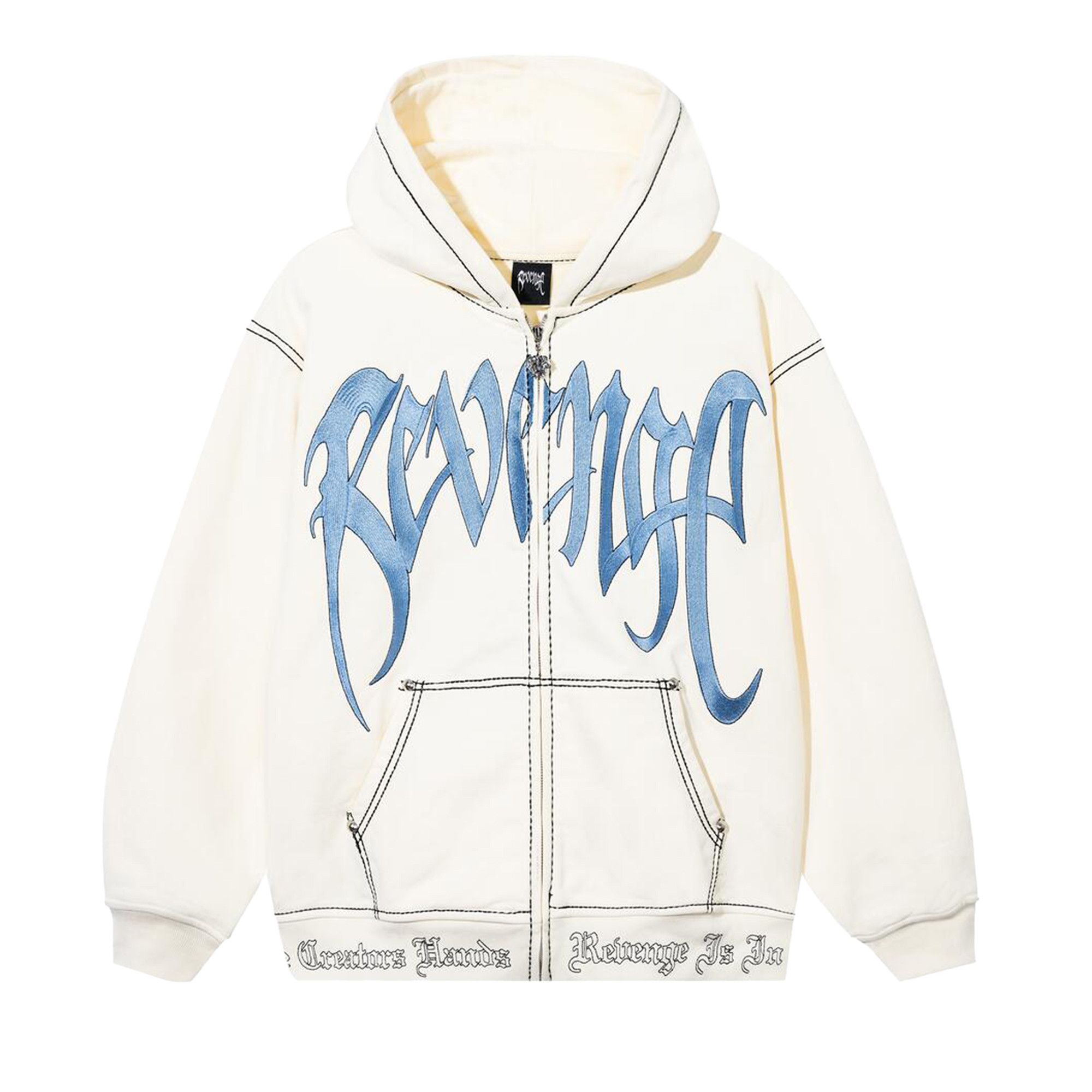 Buy Revenge Contrast Embroidered Zip Hoodie 'Cream/Blue' - 12017