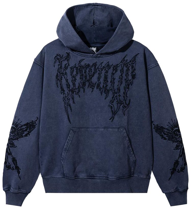 Revenge Renaissance Embroidered Hoodie Washed Navy