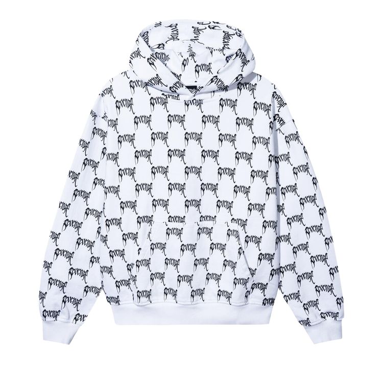 Revenge Allover Arch Logo Hoodie WhiteBlack