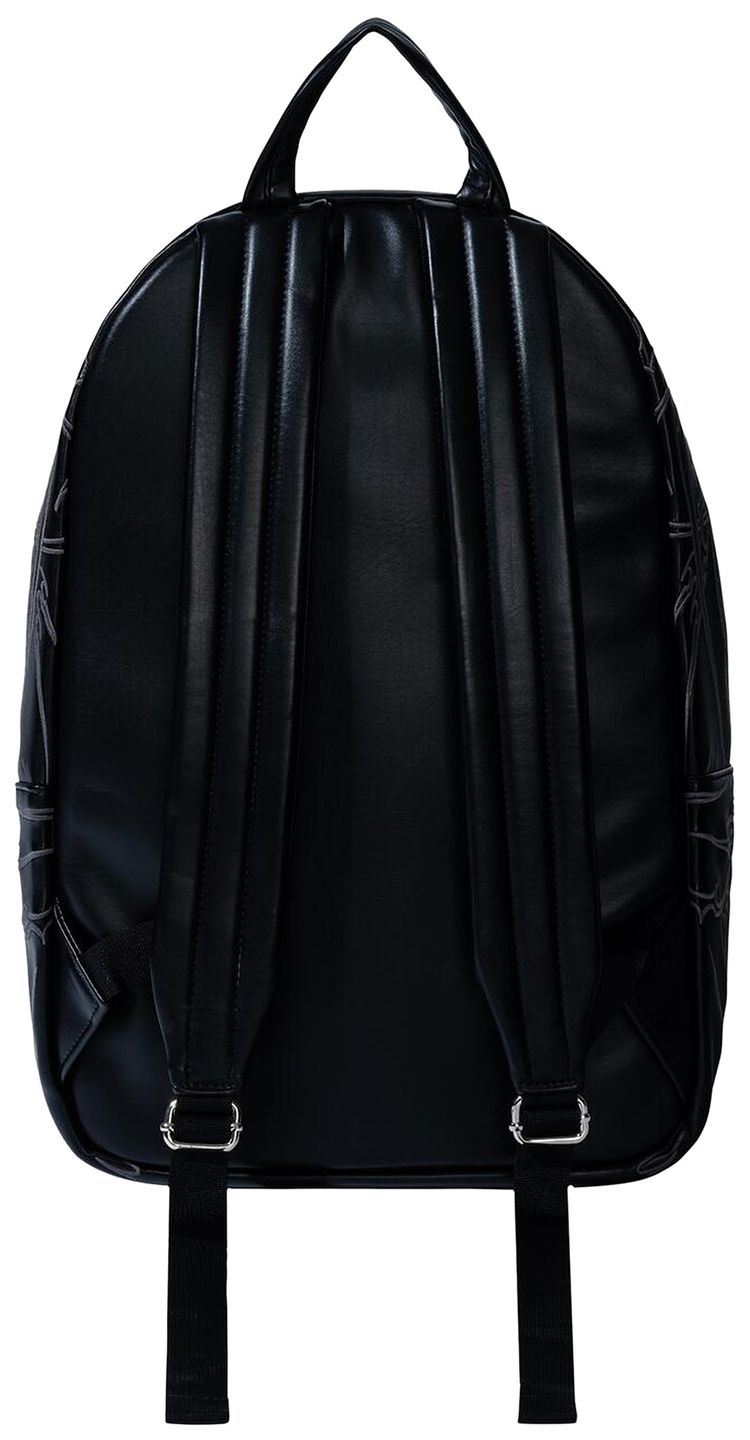 Revenge Adorned Embroidered Leather Backpack Black