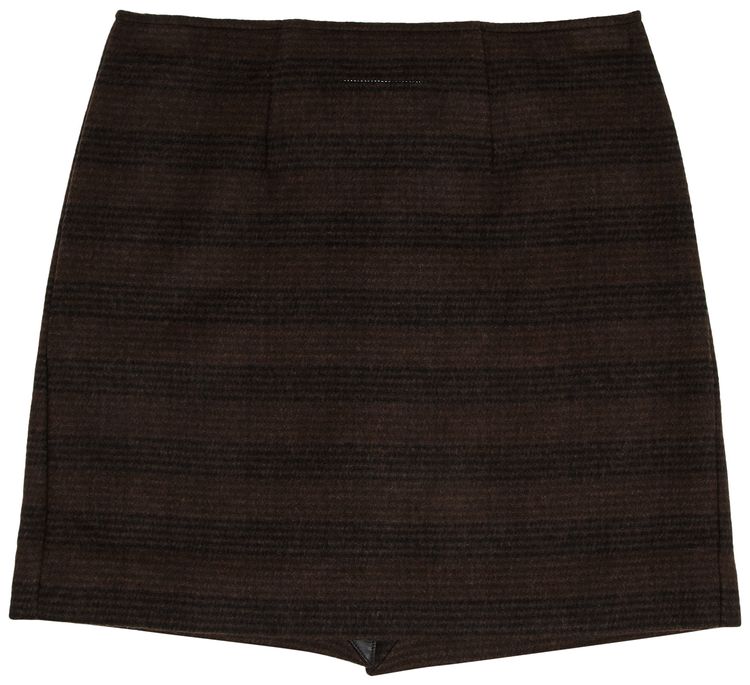MM6 Maison Margiela Checked Wool Blend Mini Skirt BrownBlack