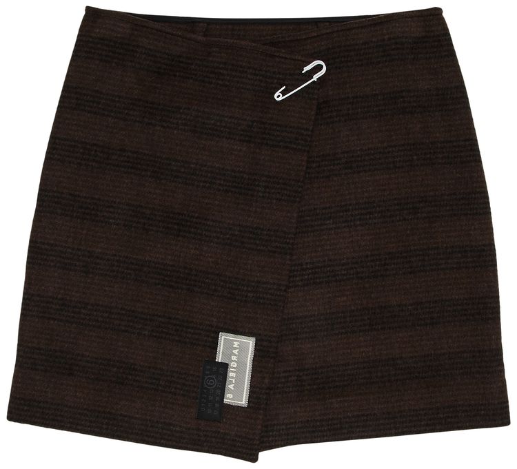 MM6 Maison Margiela Checked Wool Blend Mini Skirt BrownBlack