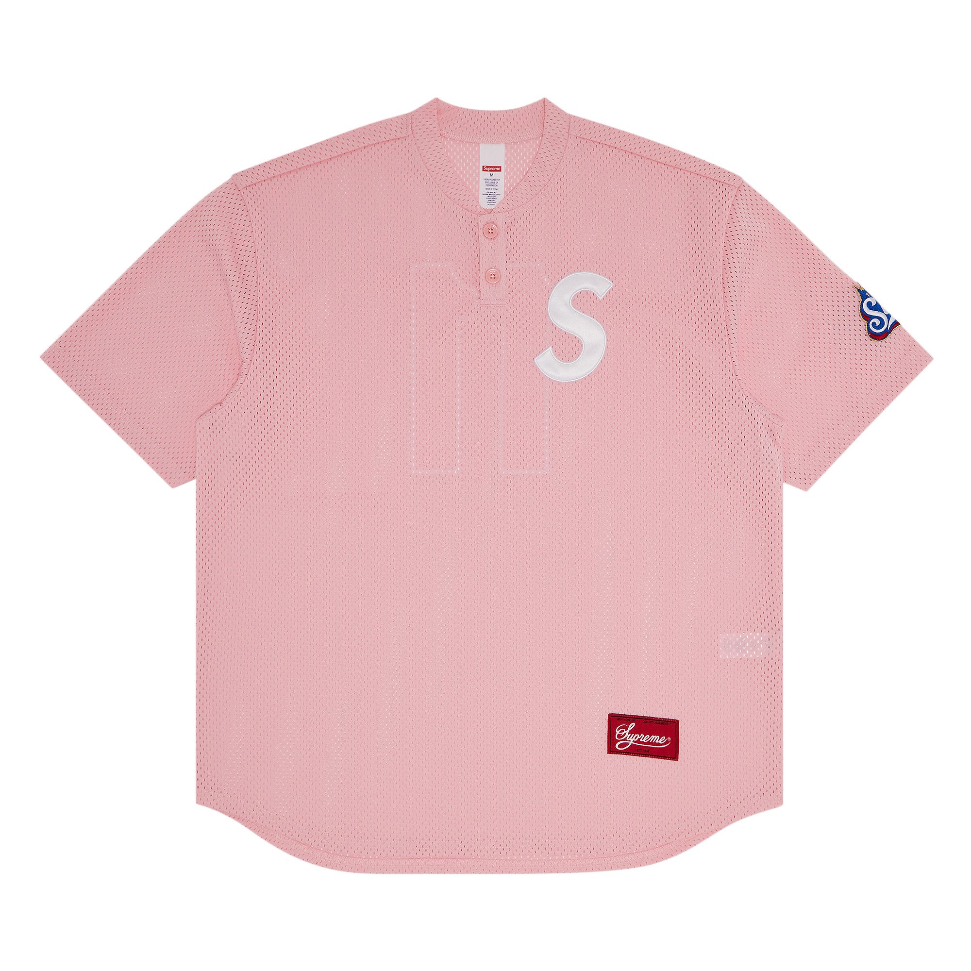 Buy Supreme S Logo Baseball Henley 'Pink' - SS25KN95 PINK | GOAT