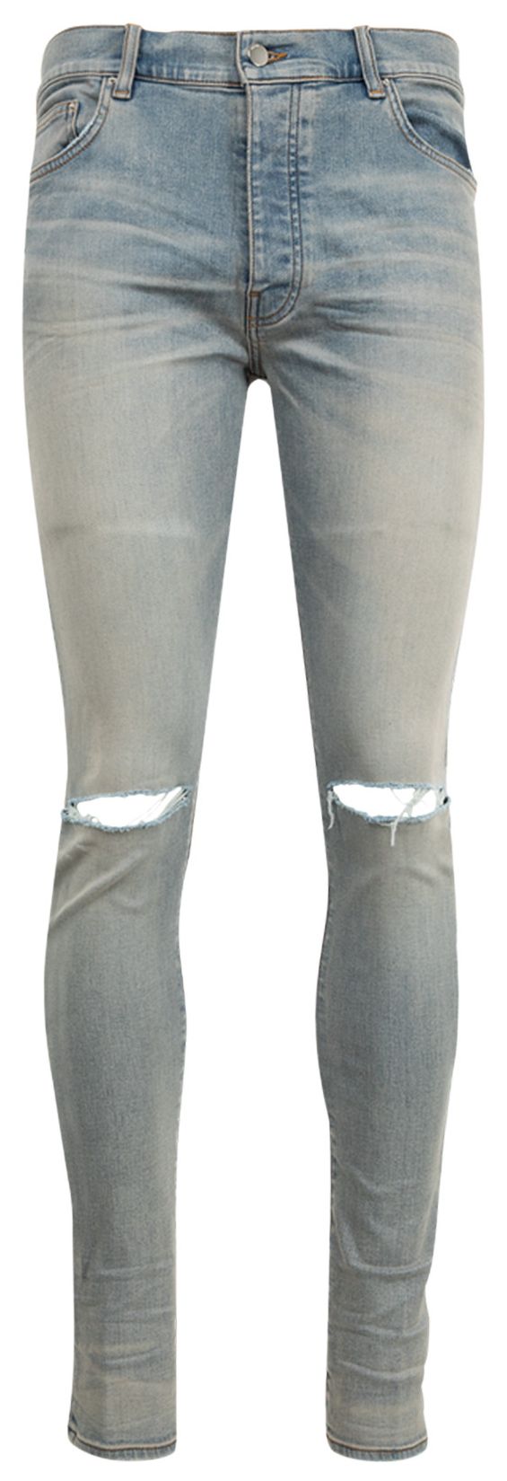 Amiri Leather Bones Applique Slash Jean Antique IndigoWhite