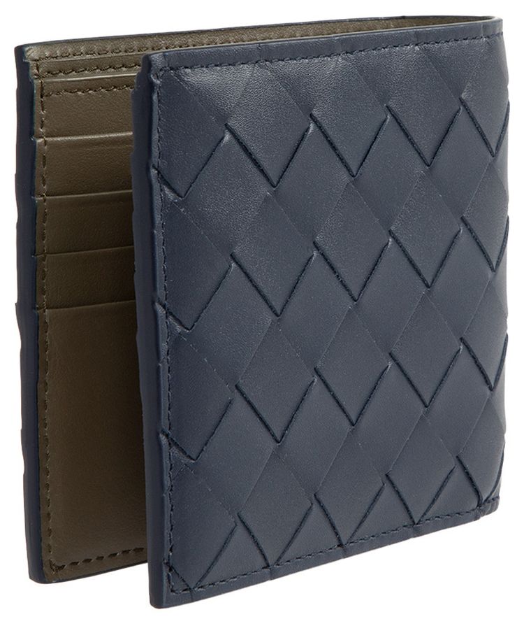 Balenciaga Intrecciato Bi Fold Wallet AbyssCypressSilver