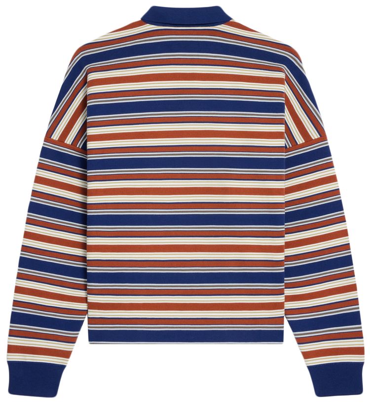 CELINE Triomphe Loose Striped Polo NavyOrangeEcru