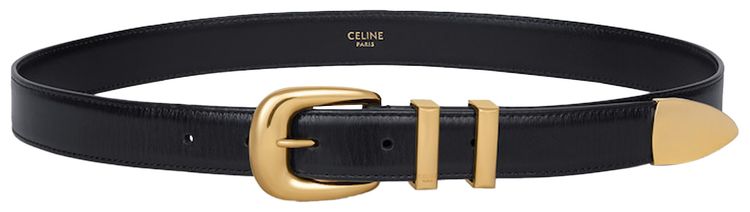 CELINE Medium Western Leather Belt Black