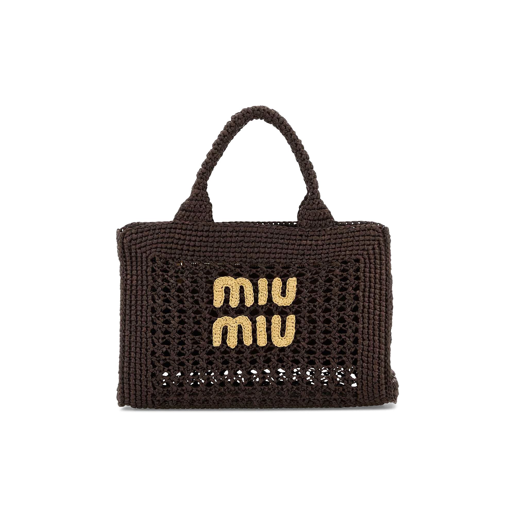Buy Miu Miu Raffia-Effect Woven Handbag 'Cacao/Natural' - 5BA219