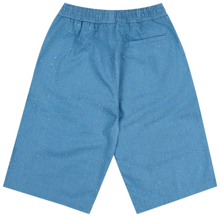 Pleasures Glitter Baggy Denim Shorts Light Indigo