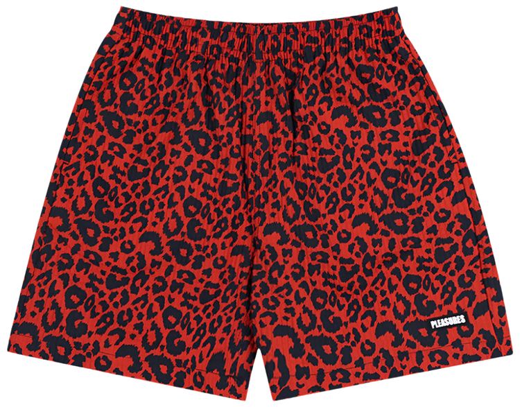 Pleasures Leopard Active Shorts Red