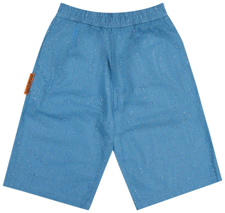 Pleasures Glitter Baggy Denim Shorts Light Indigo