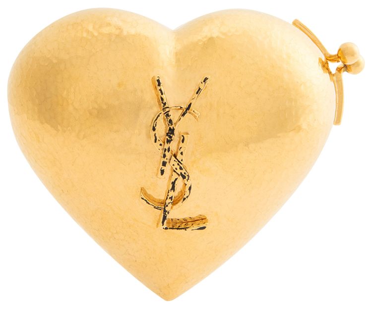 Saint Laurent Evening Mini Heart Minaudiere Gold