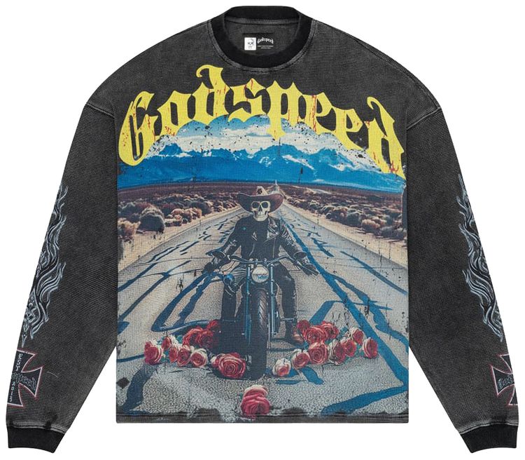 Godspeed Long Lonely Road Thermal Long Sleeve Grey Wash