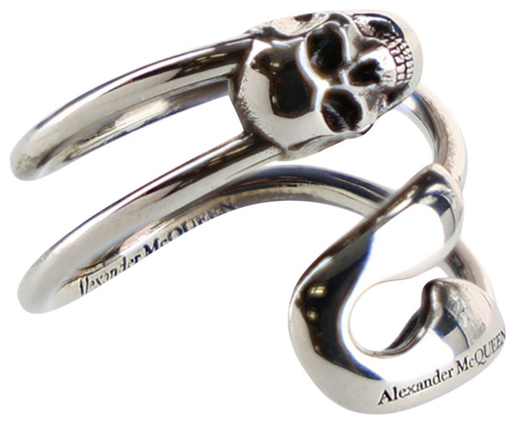 Alexander McQueen Safety Pin Ring Silver
