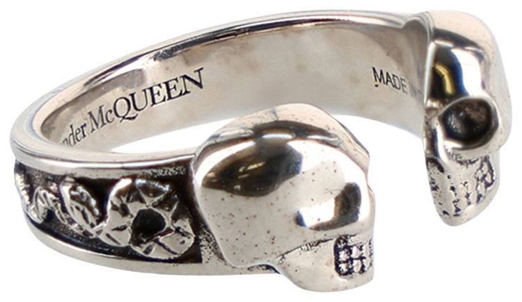 Alexander McQueen Decorative Skull Ring Silver