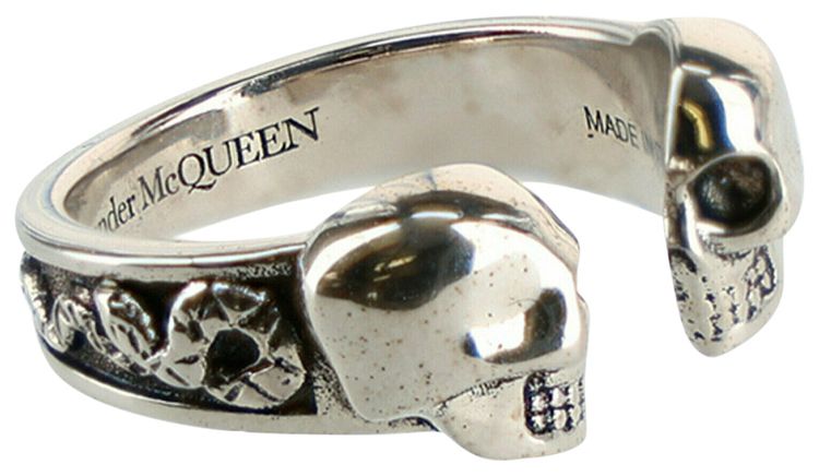 Alexander McQueen Decorative Skull Ring Silver