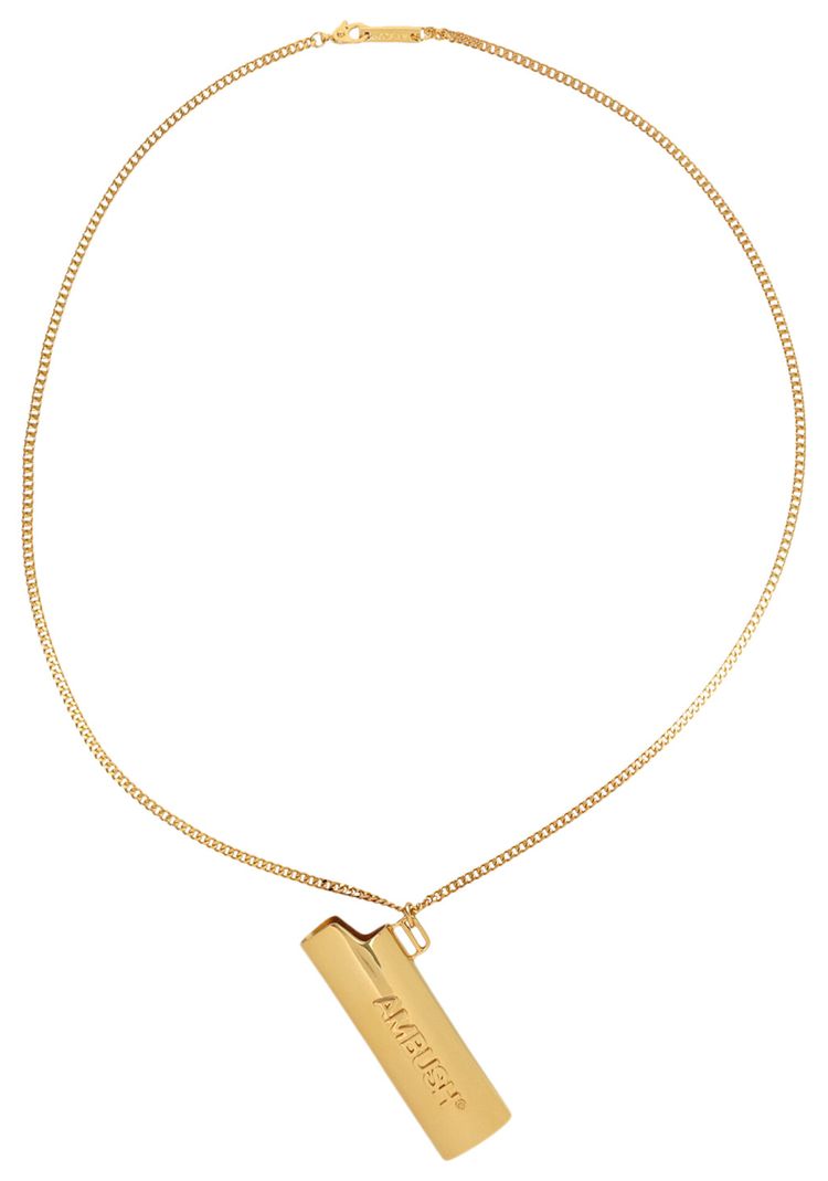 Ambush Logo Lighter Case Chain Necklace Gold