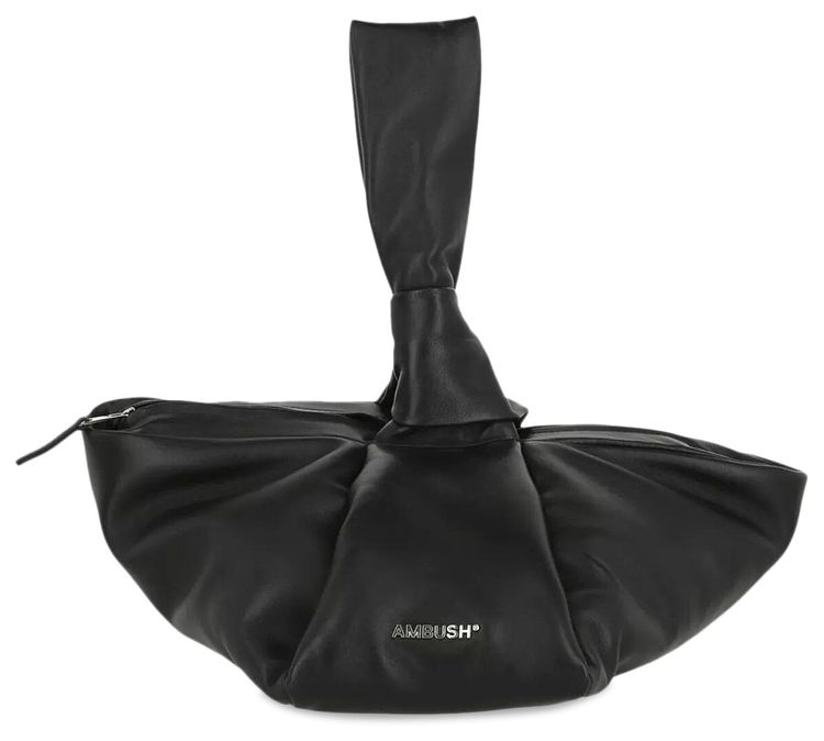 Ambush Twist Top Leather Clutch Black