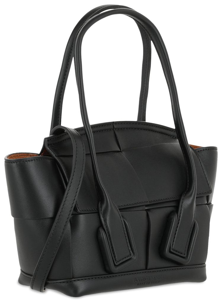 Bottega Veneta Arco 33 Mini Grainy Leather Top Handle Bag BlackSilver