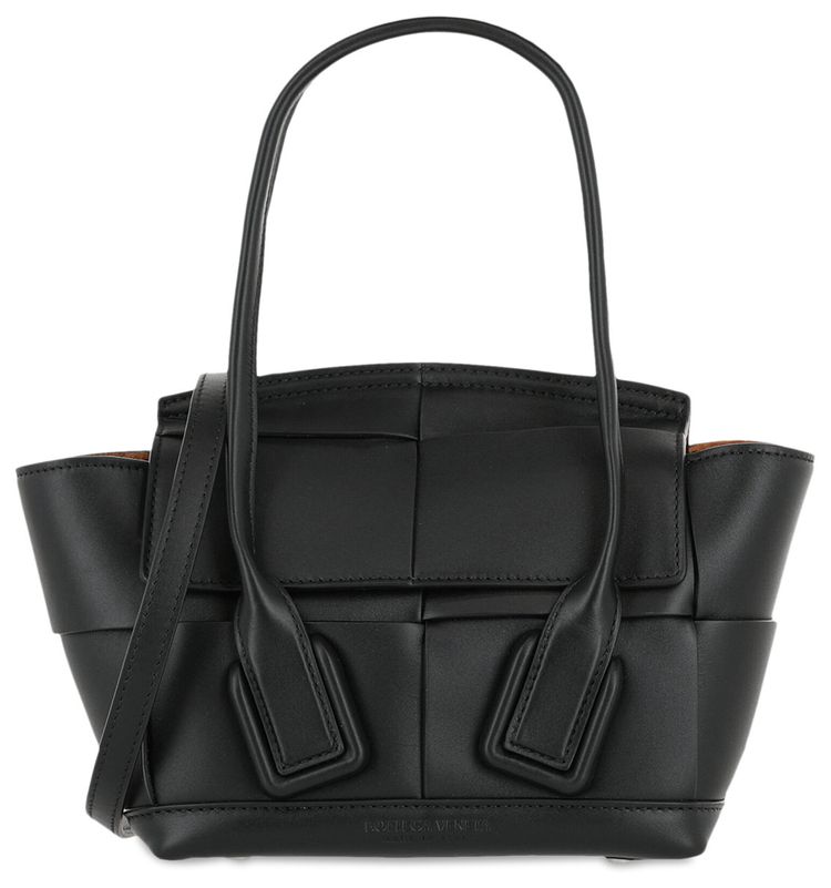 Bottega Veneta Arco 33 Mini Grainy Leather Top Handle Bag BlackSilver