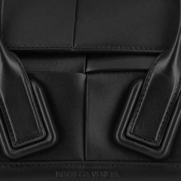 Bottega Veneta Arco 33 Mini Grainy Leather Top Handle Bag BlackSilver