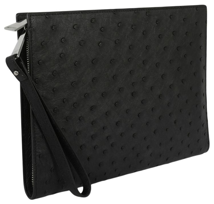 Bottega Veneta Leather Pouch Wristlet BlackSilver