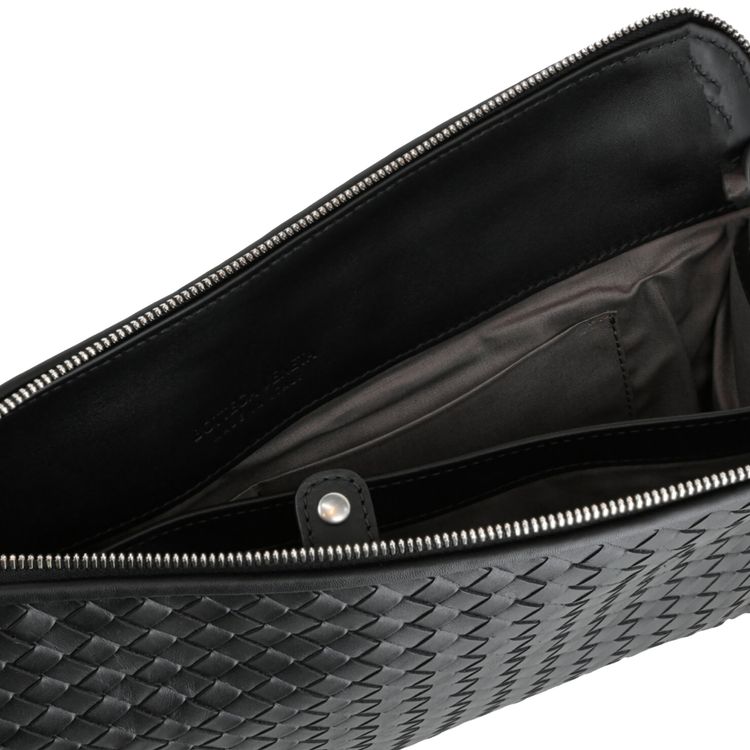 Bottega Veneta Intrecciato Document Pouch BlackSilver